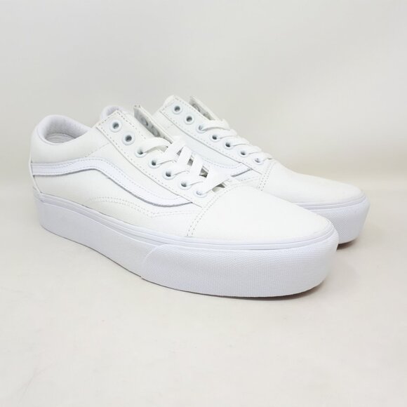 Vans Old Skool Platform Stacked Shoe Sneaker All True White Mens 7.5 / Womens 9 - Picture 4 of 12